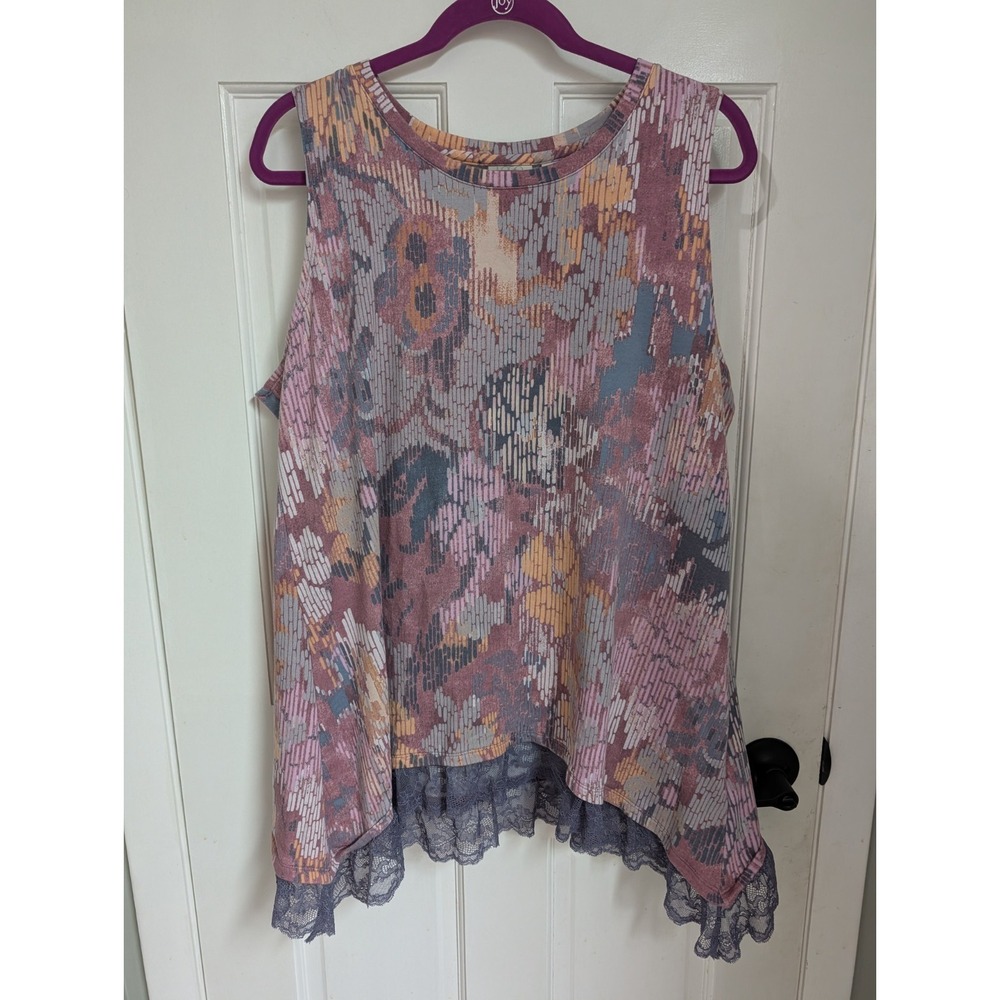 LOGO Lounge Xl Layers Sleeveless Lace Tunic Stretchy